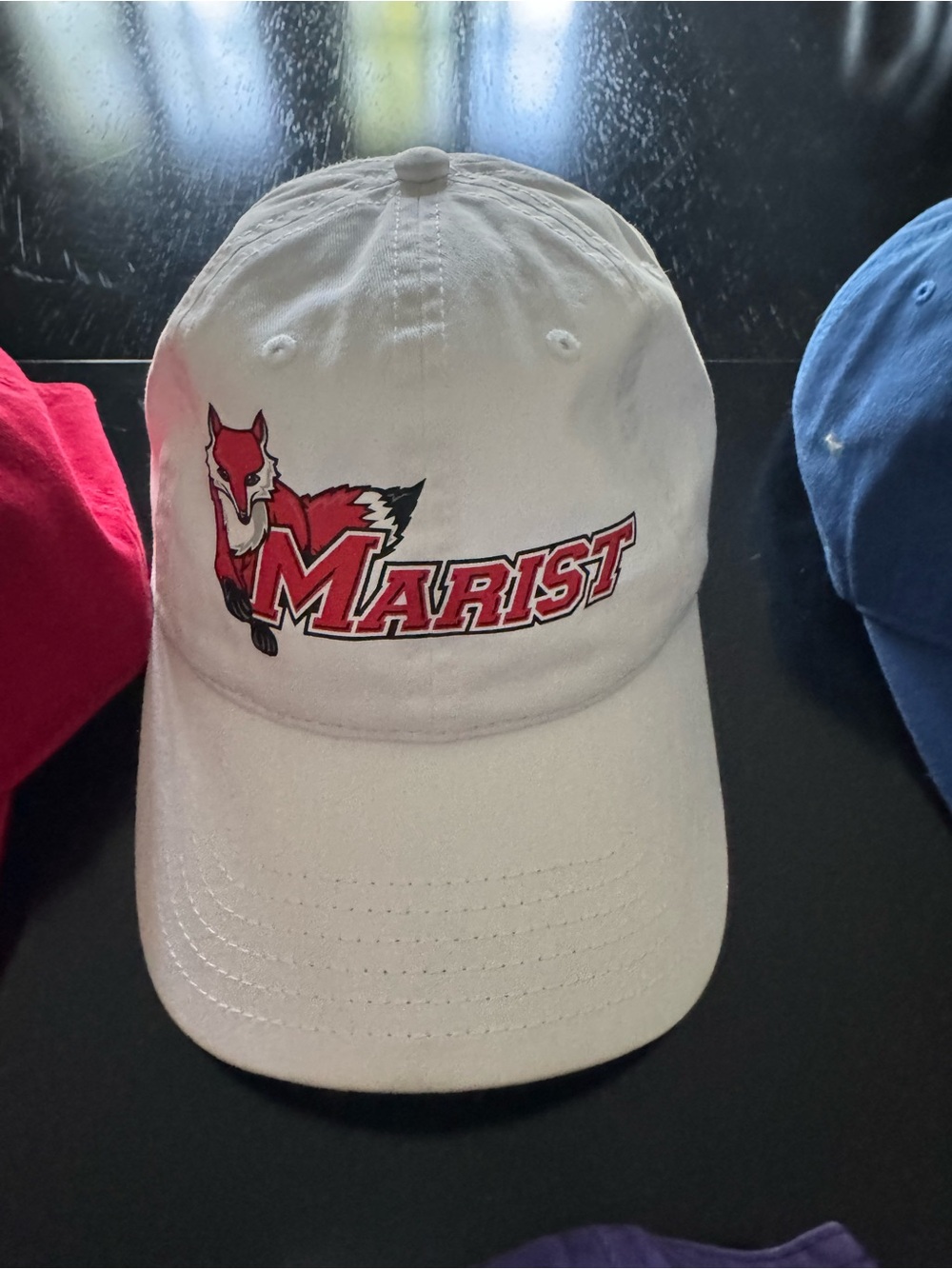 Marist White Baseball Cap with Red Fox Logo